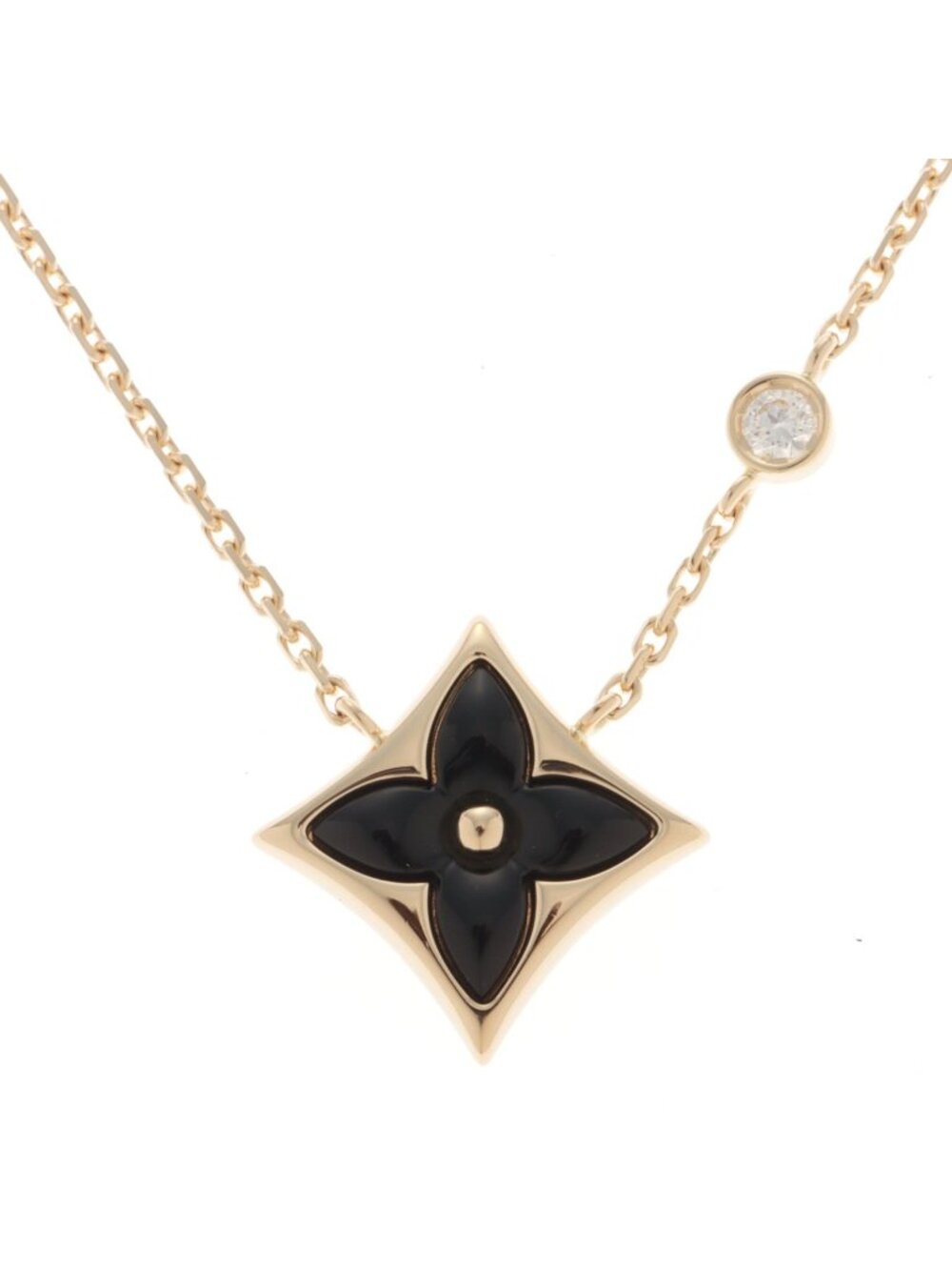 Louis Vuitton Star Blossom BB Necklace Yellow Gold Onyx